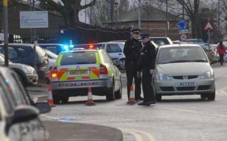 Police officers at the scene of the incident. Picture: BARRY CRAYFORD