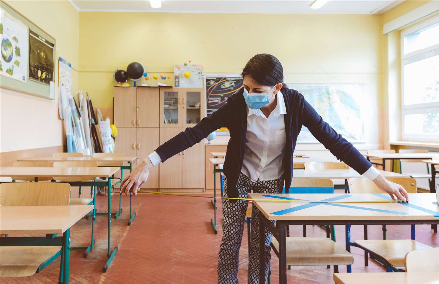 Schools have been implementing social distancing measures since pupils returned and have been given a set number of masks Picture: iStock