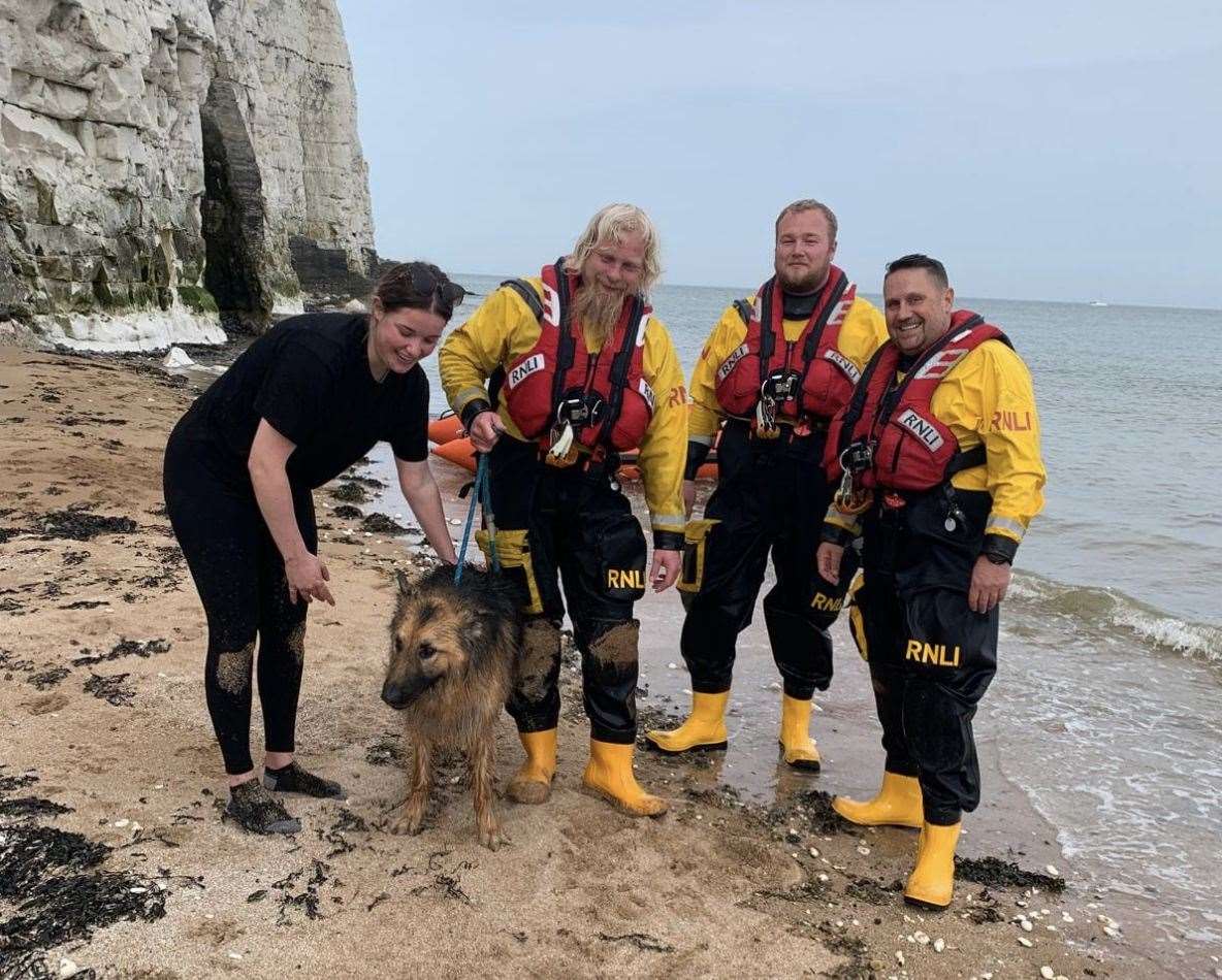 Bear the German Shepherd was rescued by RNLI Margate on May 1. Picture: RNLI Margate/Facebook