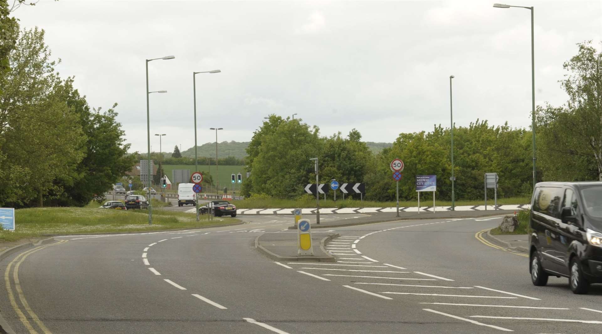 The approach to the roundabout where a new slip road will be introduced to alleviate congestion