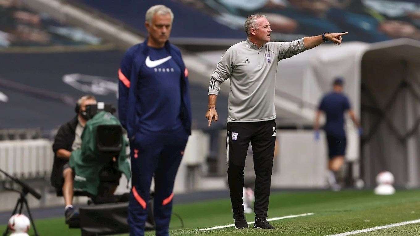 Former Spurs manager Jose Mourinho looks on in a pre-season friendly against Ipswich. Picture: ITFC