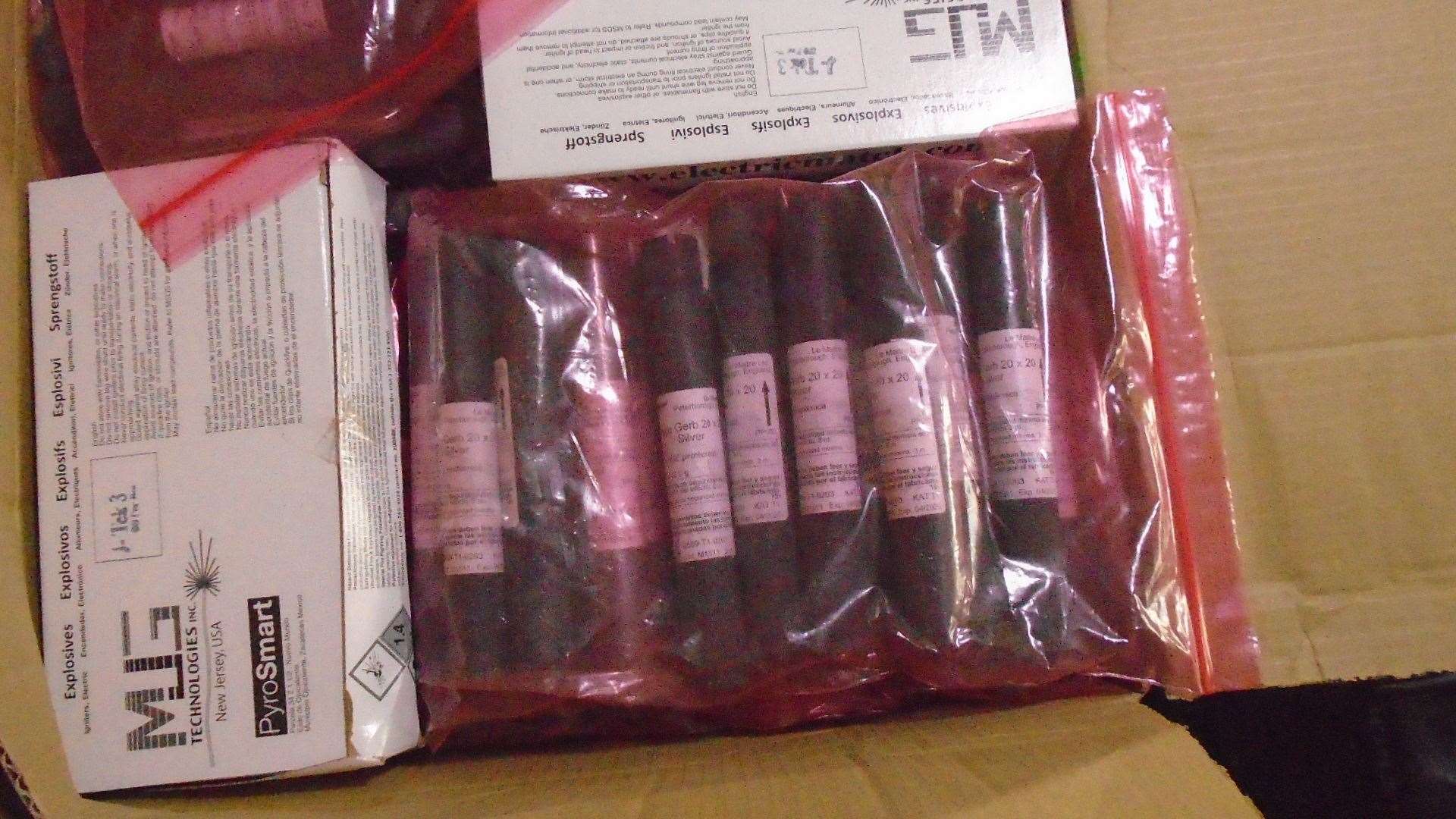 Some of the explosives for BPM SFX found in a lorry at Dover bound for Europe. Picture: Maritime and Coastguard Agency (35939120)