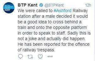 British Transport Police's tweet. (2700153)