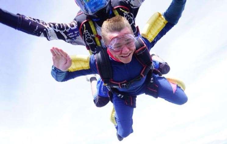 Alfie did a skydive from 12,000ft at Headcorn, near Ashford, raising a further £2,361. Photo: SkydiveHeadcornAerodrome