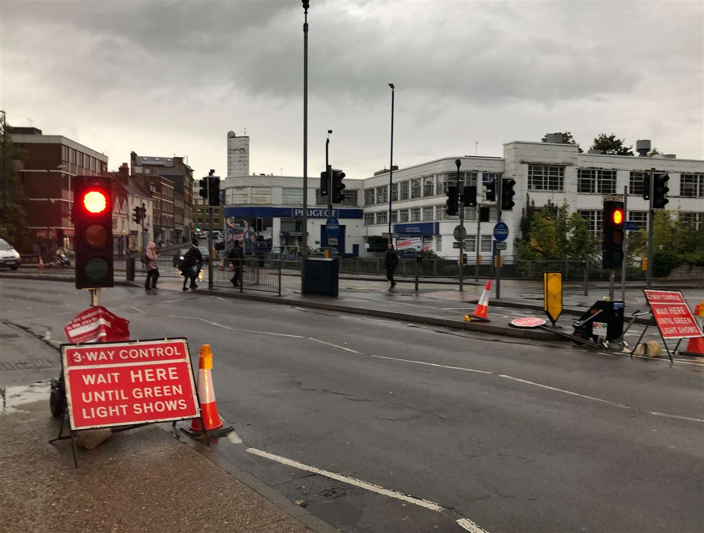 Temporary traffic lights have been put in place in Maidstone