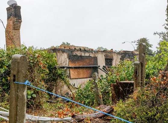 A derelict bungalow in Aylesford which was also damaged by fire towards the end of May. Picture: Matthew Walker