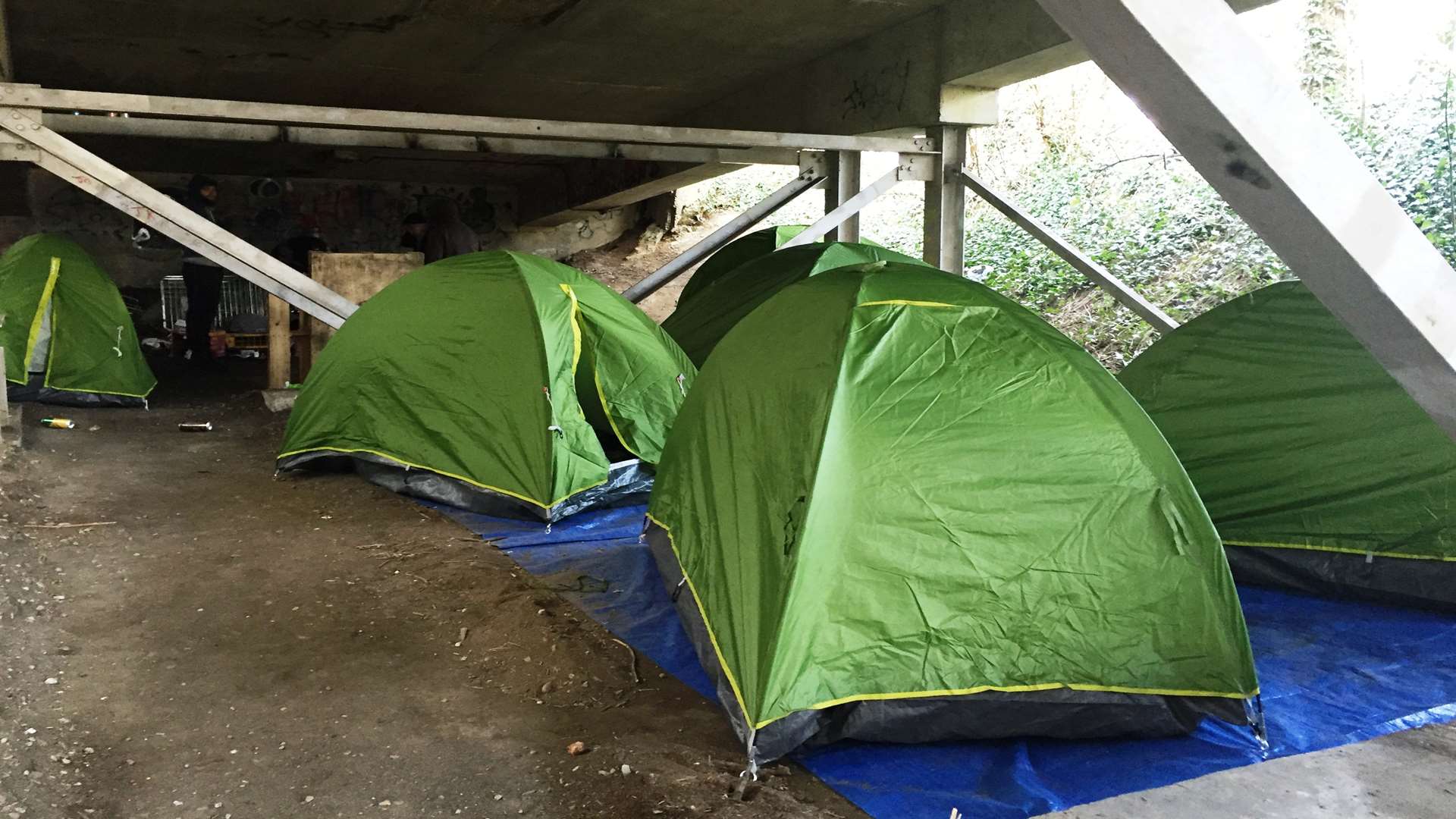Homeless group had set up camp under the council car park ramp