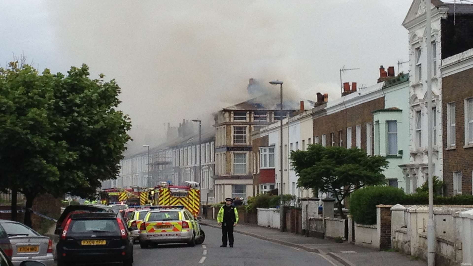 Smoke pours into the sky amid a huge fire in Sheerness