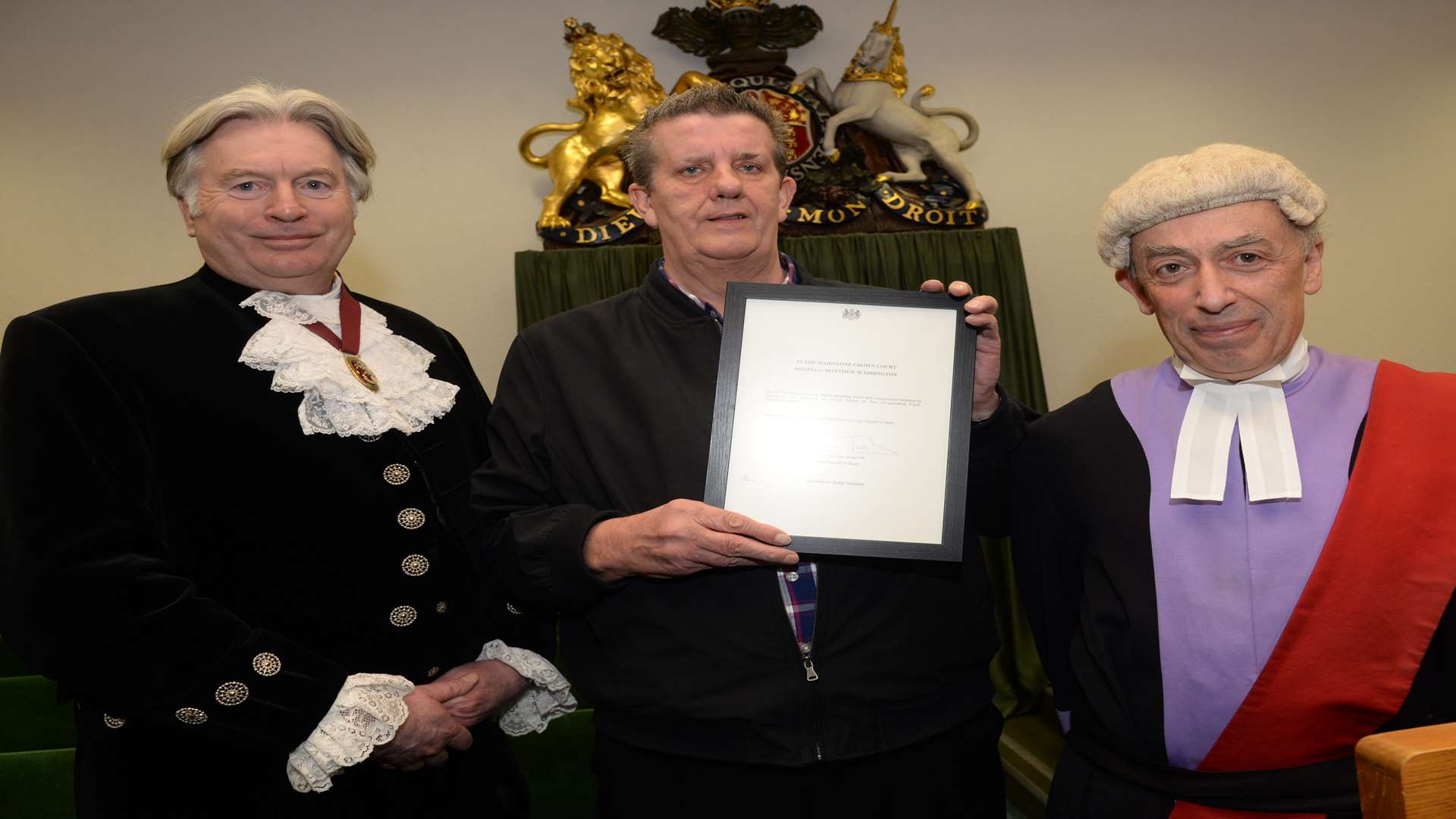 High Sheriff George Jessel with Kevin Delahay and Judge Philip Statman