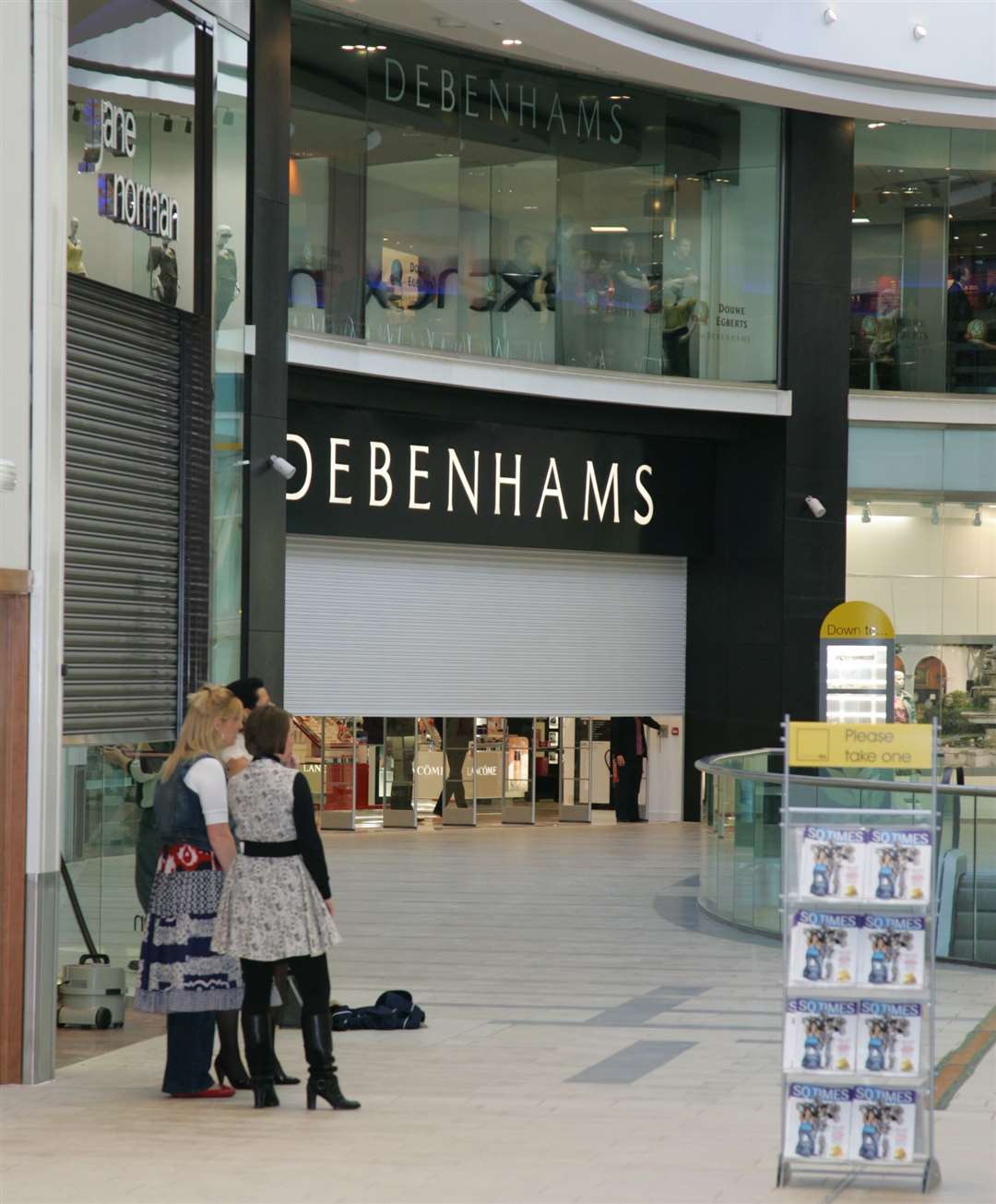 After a delay with the final signing off from fire officers following teething problems with the CCTV system, Debenhams opened its doors for the first time at about 9.45am in March 2008