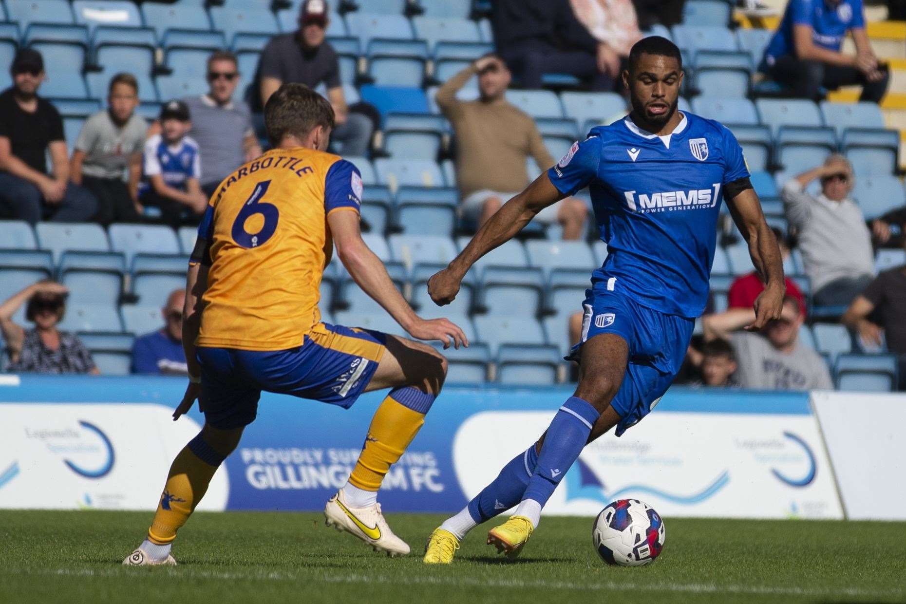 Mikael Mandron will hope to face his former team this Saturday as Gillingham head to Crewe. Picture: KPI