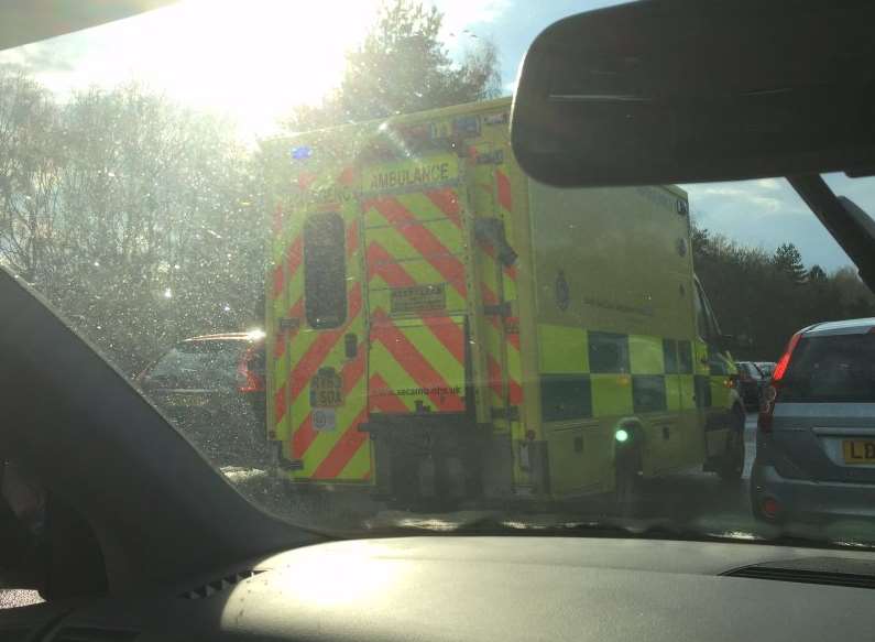 An ambulance en route to the the crash