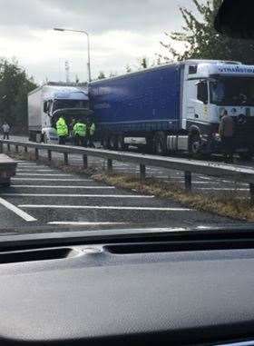 The crash has blocked the carriageway
