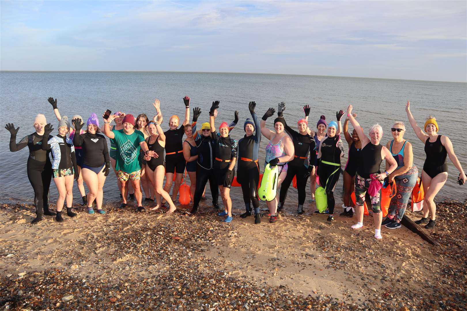 The Sheppey Bluetits 'wild' swimming club made a splash on new year's day by taking the plunge in the sea at The Leas, Minster. Picture: John Nurden