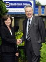 Monica Box is welcomed as the new Interim Principal at South Kent College by her predecessor Alan Harrison