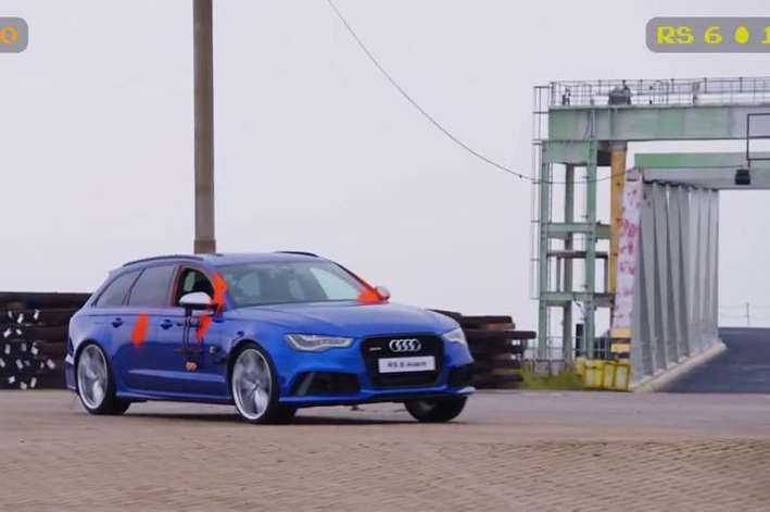 With its wheels screeching, the Audi is in hot pursuit