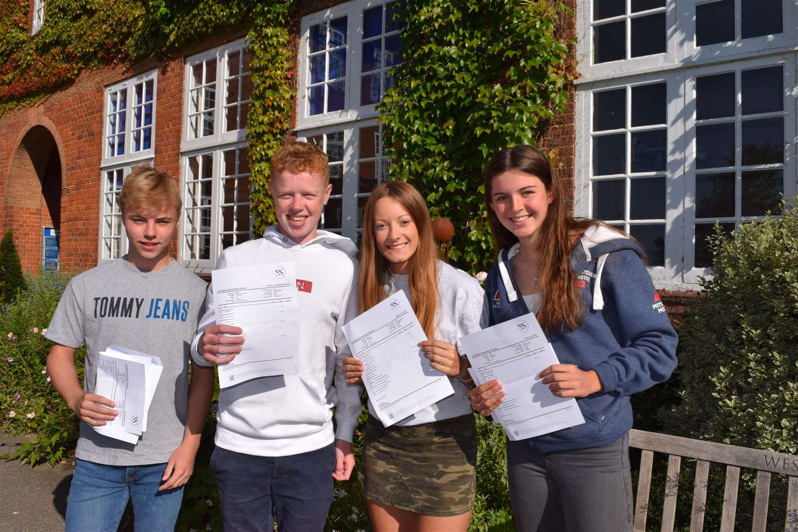 Jack Price, Patrick Mullen, Maisie Rixon and Daisy Hills from Sutton Valence School celebrate GCSE success