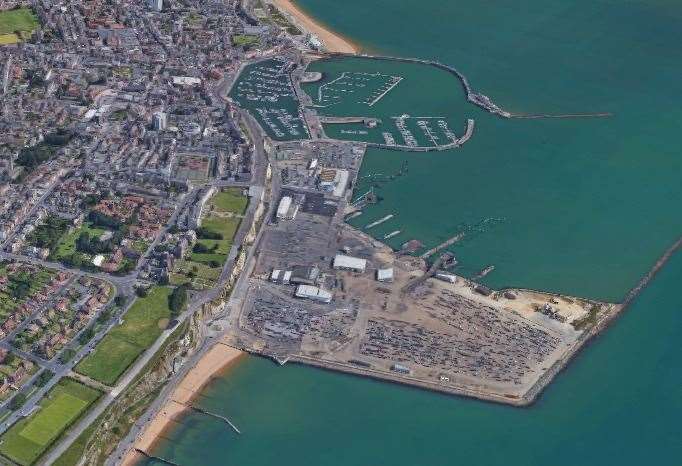 The Port of Ramsgate and the town's harbour as they are today. The lido has been wiped from the map and the port is a new addition since the 1979 picture above