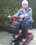Eileen Marsh on her 'new' scooter. Picture: PETER STILL