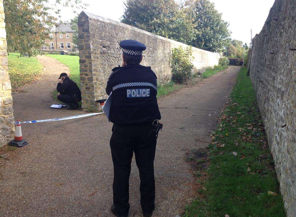 Police investigate the scene of a reported sexual assault in St Andrew's Park estate in Maidstone.