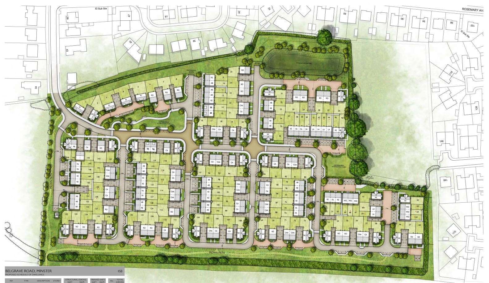 An aerial view of how the proposal for 153 properties at Belgrave Road, Halfway, could look. Picture: Keepmoat Homes