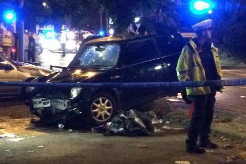 The aftermath of the crash on Medway City Estate. Pic: Toby Diamond