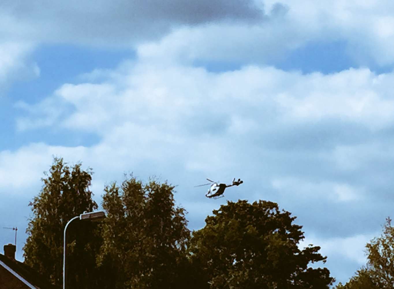 The air ambulance over Tonbirdge. Picture: @NPAS_Redhill