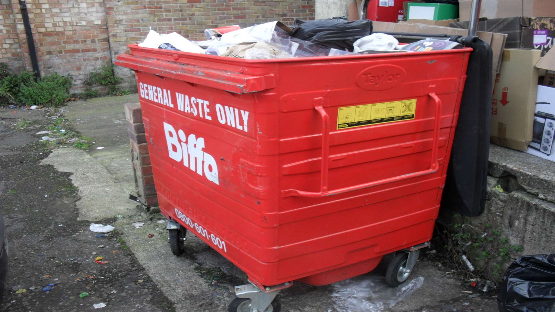 A bin owned by the British Heart Foundation in Gillingham was stolen before being returned full of building waste
