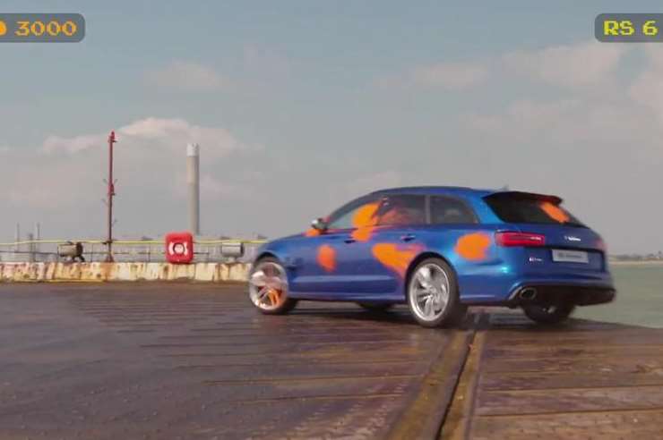 The paint-splattered Audi at Sheerness Docks