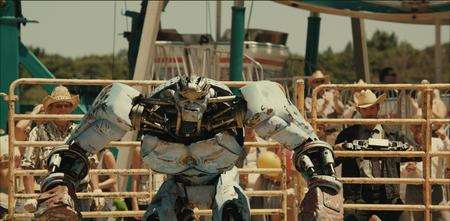 Hugh Jackman as Charlie Kenton operating Ambush in Real Steel. Picture: PA Photo/Walt Disney Motion Pictures UK.