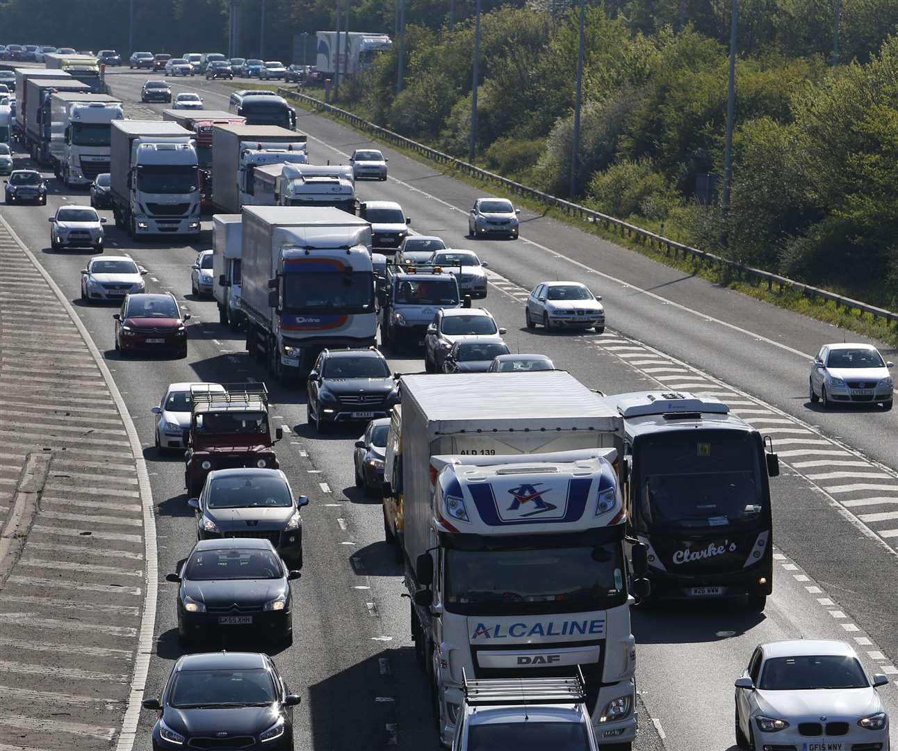 Traffic is queuing on the M20 past Junction 5