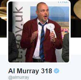 Al Murray has added his amount of votes in the South Thanet election to his Twitter name.