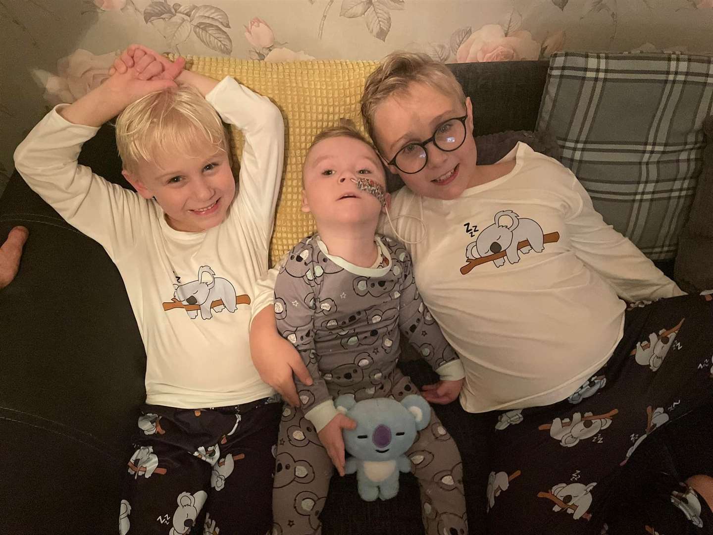 Thomas Fryer from Faversham, with his brothers Frankie, five, and Jayden, 10. Picture: Jasmine Legg