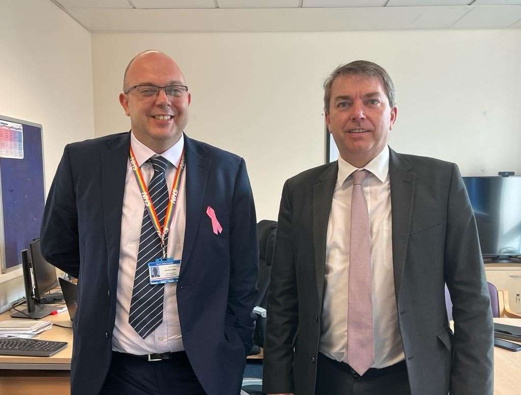 Dartford MP Gareth Johnson with the CEO of Darent Valley Hospital, Jonathan Wade