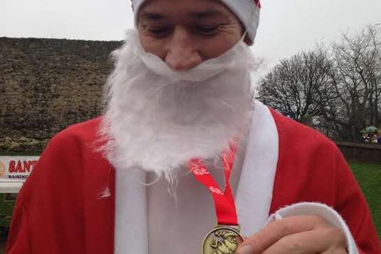 Pete Hanley, 36, was the winner of the Santa Fun Run