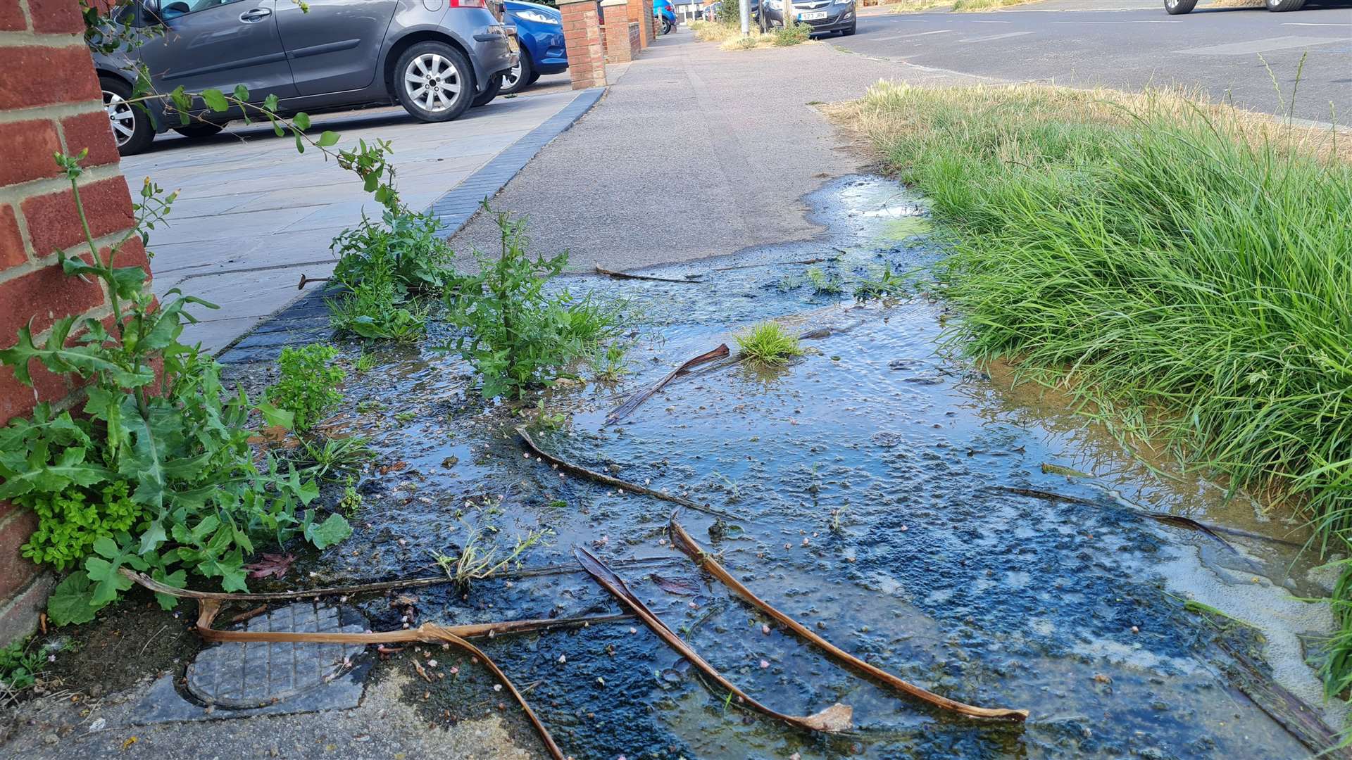 The leak in Gordon Road, Broadstairs, which was first reported eight weeks ago