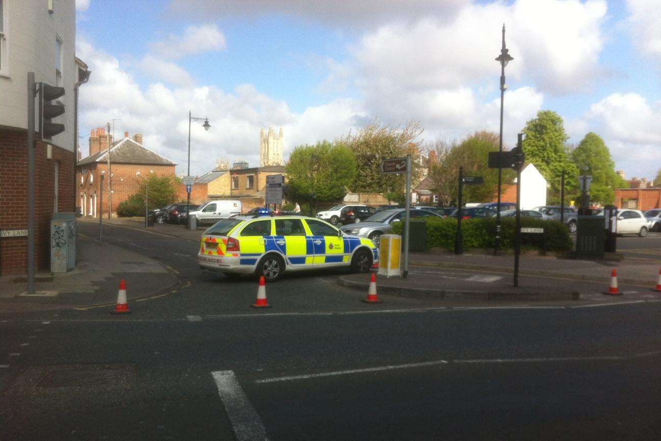 Police closing Ivy Lane after a sink hole opened up today