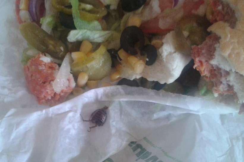 A 'cockroach' was found in a Subway meal