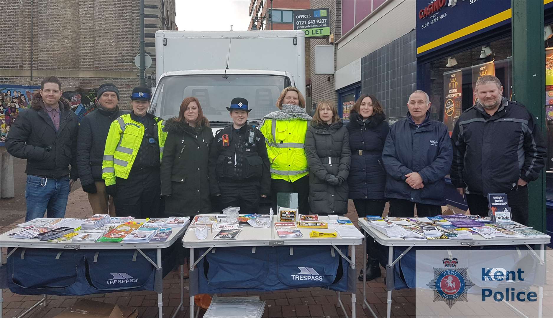 The team with their partners in High Street, Chatham.