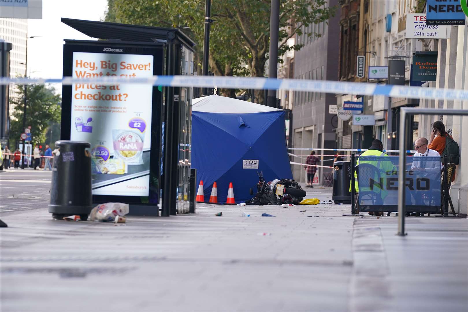 A police forensics tent at the scene of the crash (Lucy North/PA)