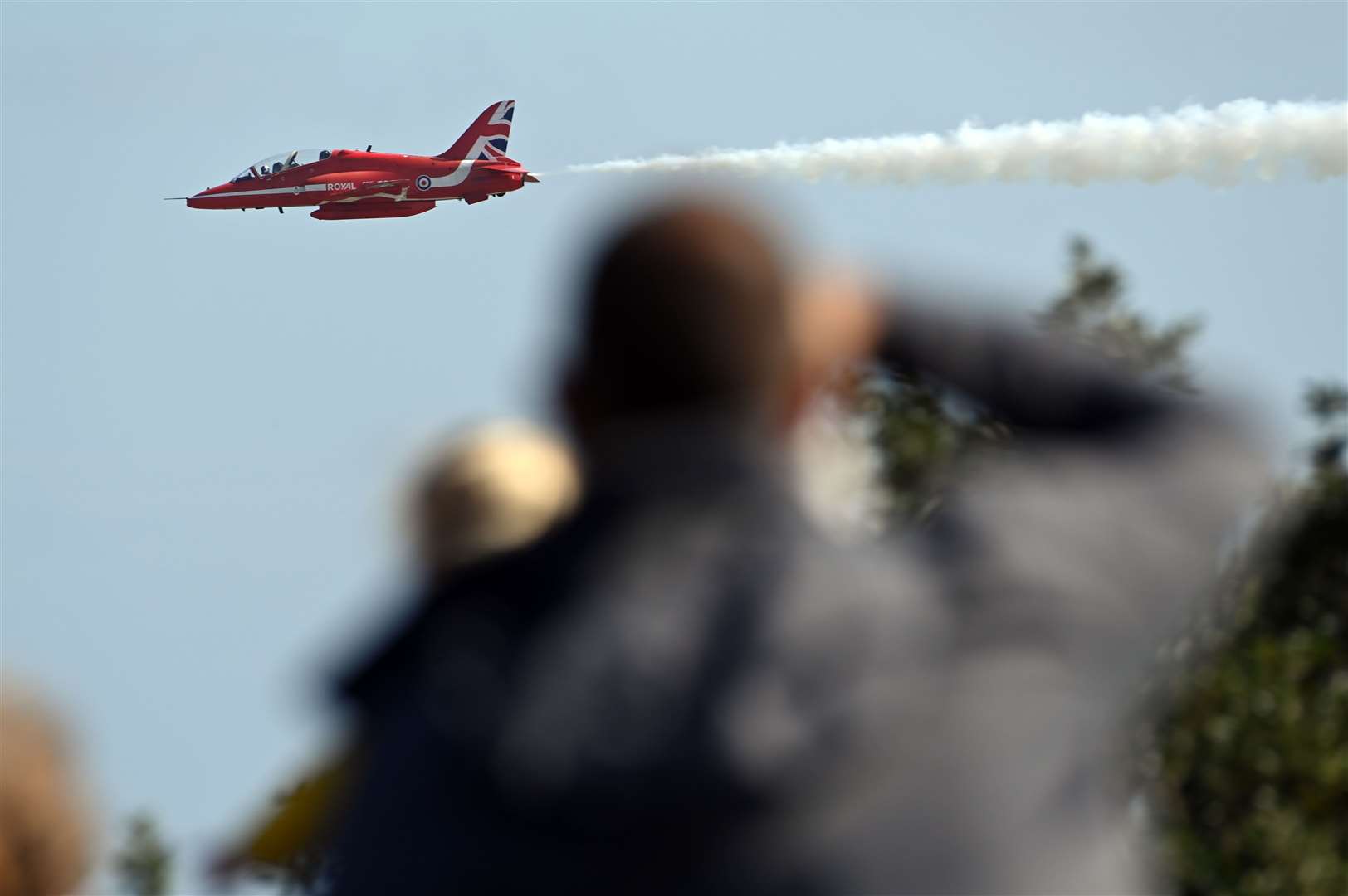 Red Arrows display team in action over Folkestone. Picture: Barry Goodwin