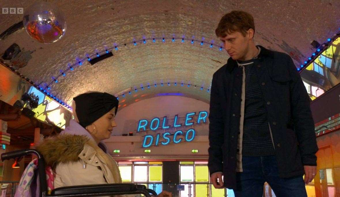 The cast also visited the roller disco at Dreamland
