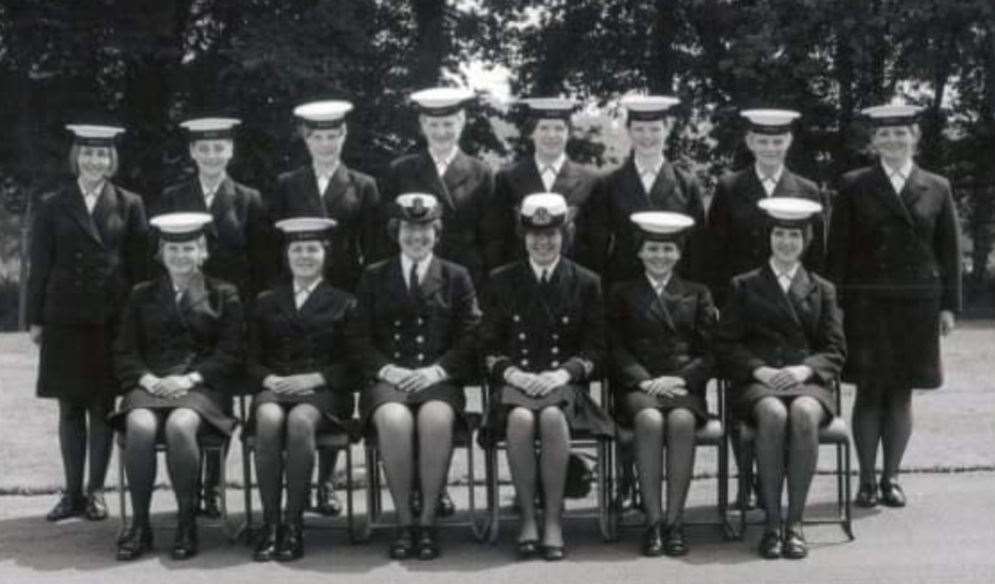 Petra Walker-Barrera was in the Royal Navy, pictured fourth in from the right in the back row. Picture: Petra Walker-Barrera