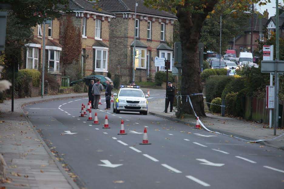 The cordon in place in Maidstone's College Road. Picture: Martin Apps