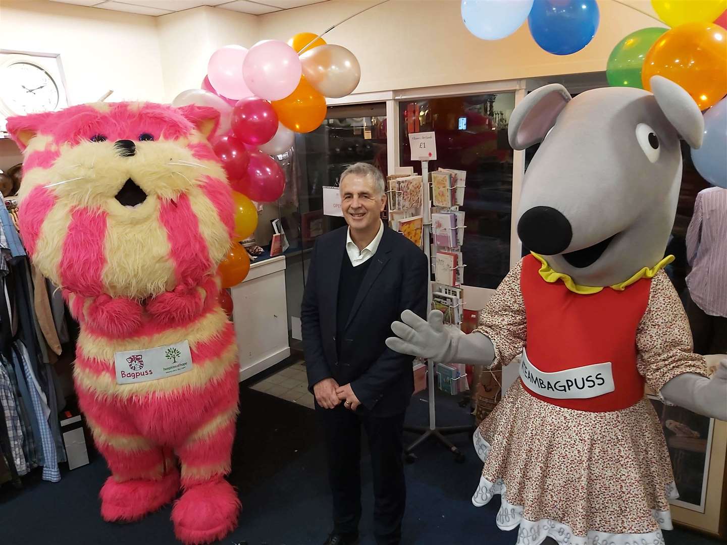 Charity founder Graham Perolls with Bagpuss and Lizzy
