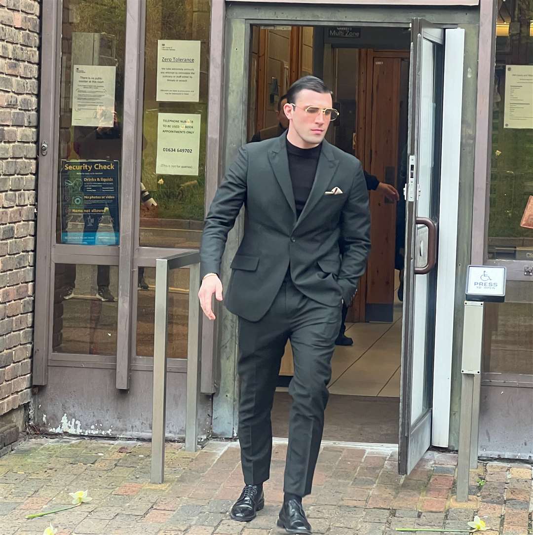 Jack Fincham leaving Medway Magistrates' Court following his sentencing