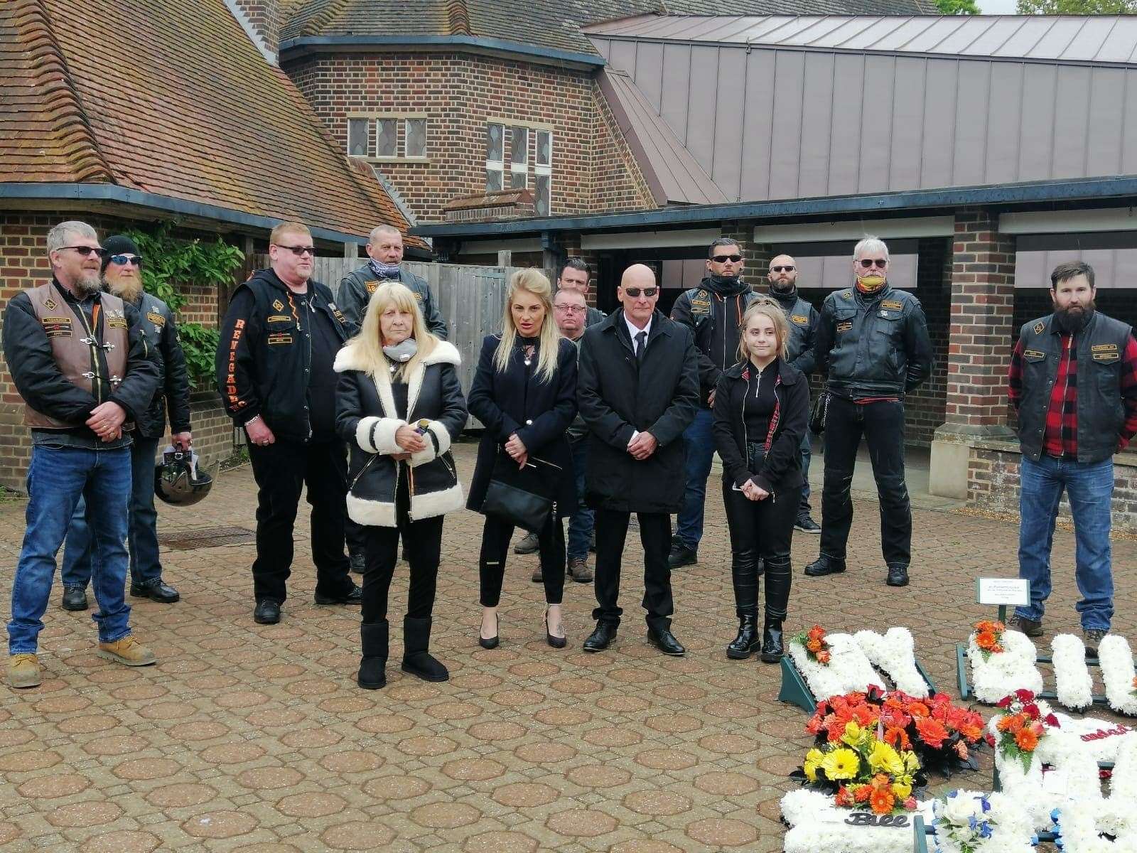 Bill Stone's family and friends at Medway Crematorium in Blue Bell Hill
