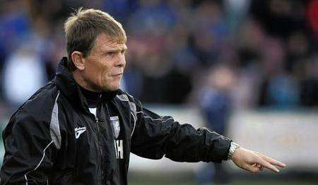 Andy Hessenthaler shouts out instructions during Gillingham's 2-1 defeat at Northampton Town