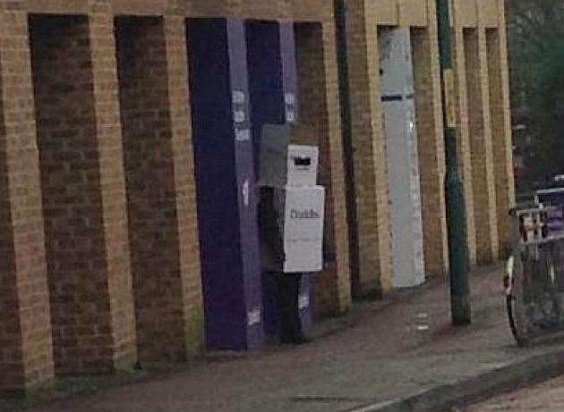 The cardboard-box-wearing individual at Sevenoaks station. Picture: Stephen Walker
