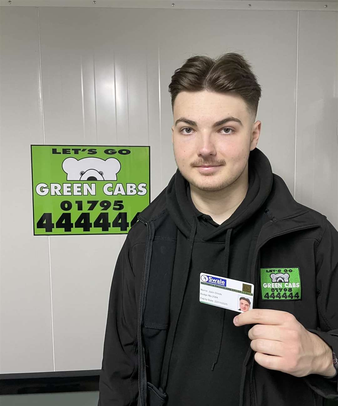 Jack Childs, 19, became Swale's youngest taxi driver working for Let's Go Green Cabs. Picture: Let's Go Green Cabs